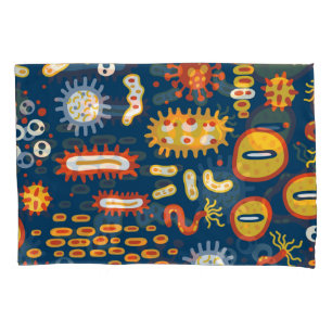 Microorganisms Dark Blue: Biology Pattern Pillowcase