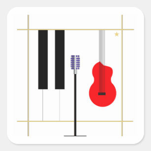 Microphone and Instrument Square Sticker