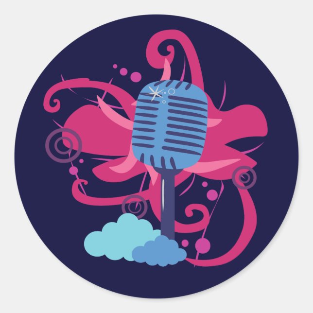 Microphone Art Explosion Classic Round Sticker (Front)