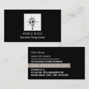 Microphone Design, Karaoke Event Organizer Business Card