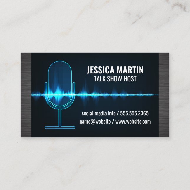 Microphone | Digital Sound Wave Business Card (Front)