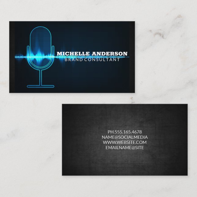 Microphone | Digital Sound Wave Business Card (Front/Back)