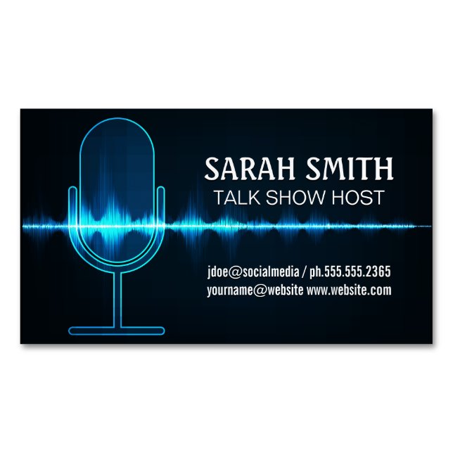 Microphone | Digital Sound Wave Magnetic Business Card (Front)