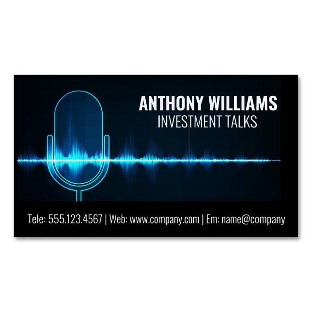 Microphone | Digital Sound Wave Magnetic Business Card (Front)