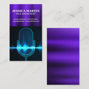 Microphone   Digital Sound Wave   Metallic Business Card