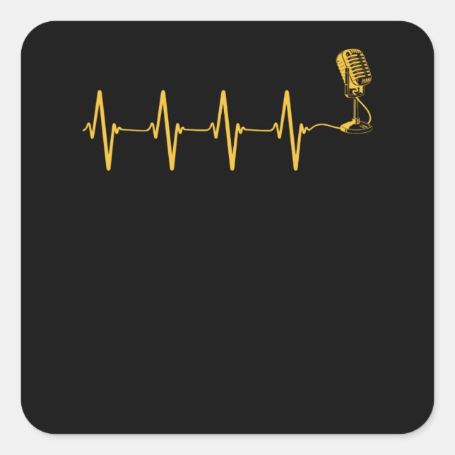 Microphone Heartbeat Golden Heartbeat Square Sticker (Front)