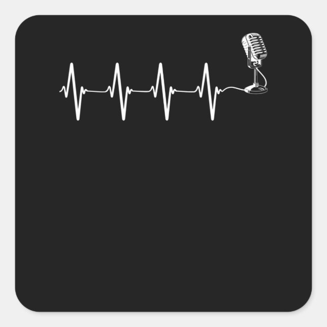 Microphone Heartbeat Square Sticker (Front)