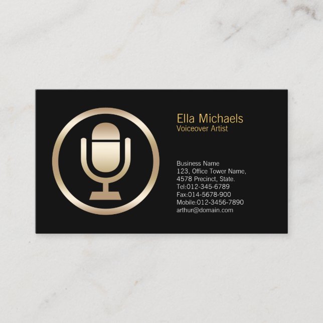Microphone Icon Voiceover Artist Business Card (Front)