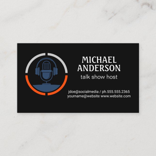 Microphone Logo | Podcast Host Business Card (Front)
