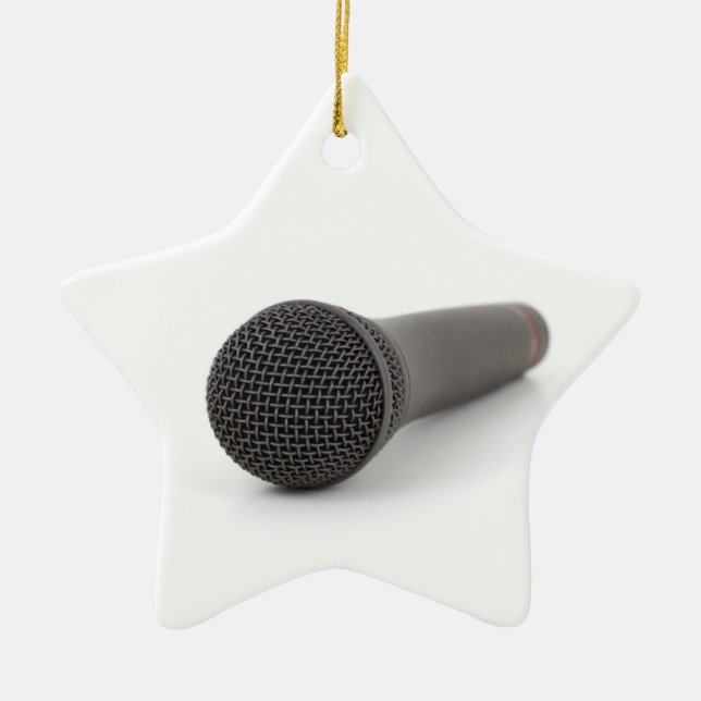 Microphone Photo Ceramic Tree Decoration (Front)