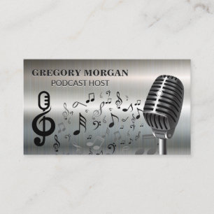 Microphone / Podcaster   Musical Notes Business Card