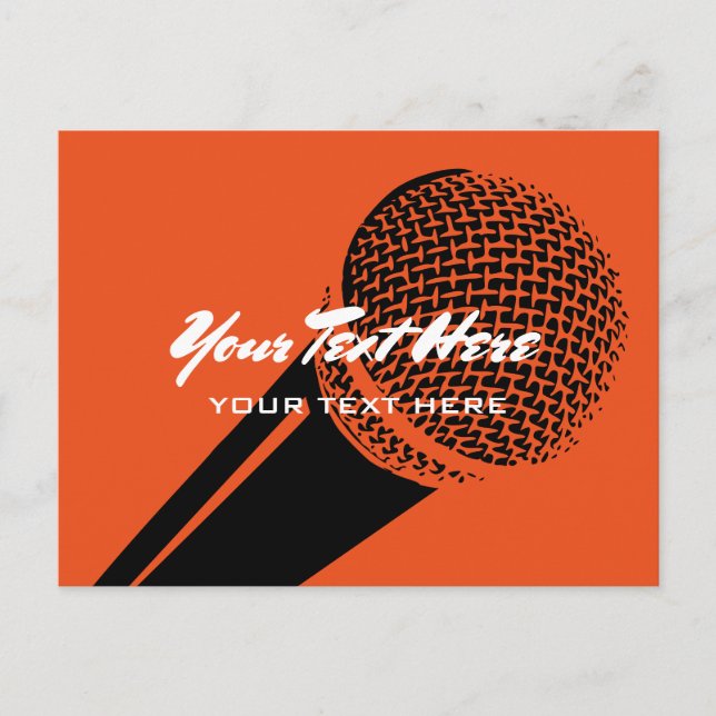 Microphone postcard template with mic logo graphic (Front)