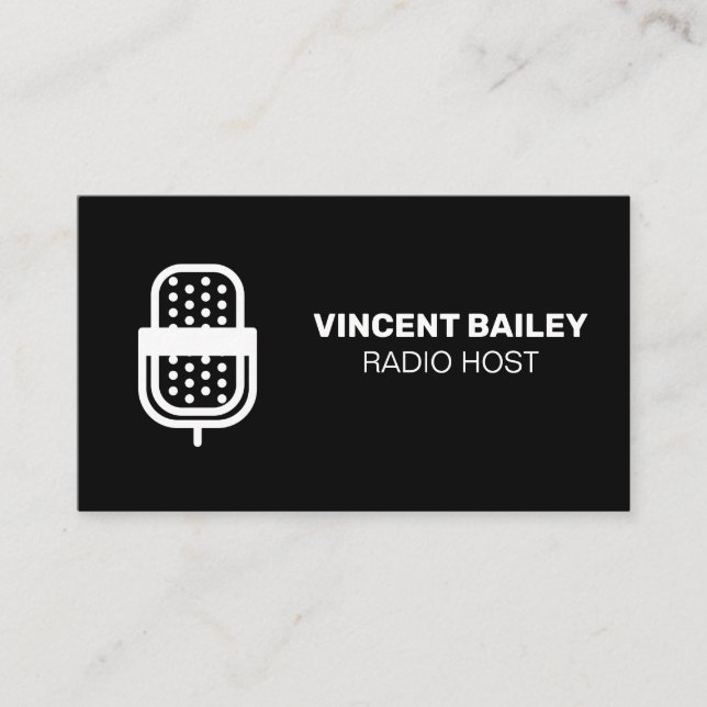Microphone | Radio Host | Podcast  Business Card (Front)