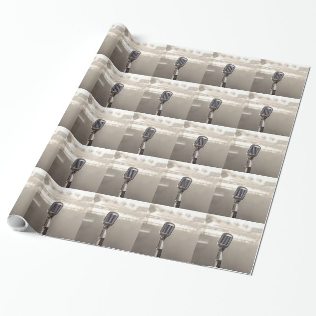 Microphone rock and roll wrapping paper (Unrolled)