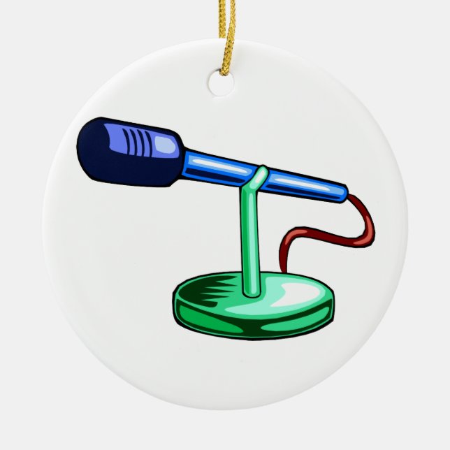 Microphone Small Stand Blue and Green Graphic Ceramic Tree Decoration (Front)