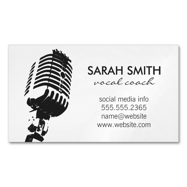 Microphone Stand Magnetic Business Card (Front)