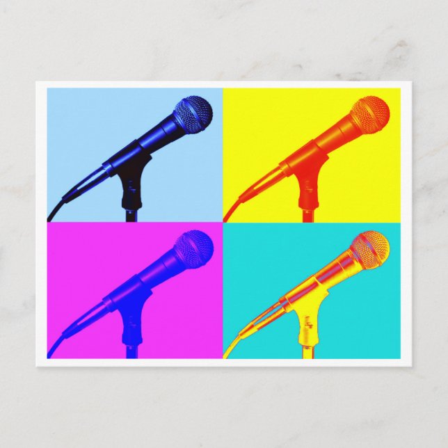 Microphone x 4 postcard (Front)
