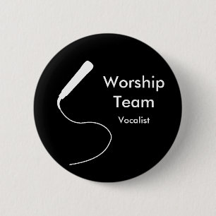 MicrophoneWhite, Vocalist, WorshipTeam 6 Cm Round Badge