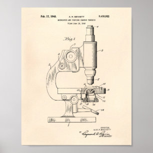 Microscope 1948 Patent Art Old Peper Poster