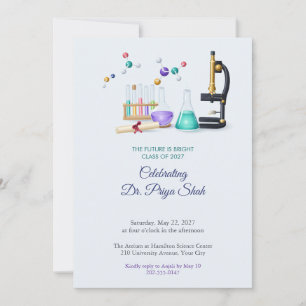 Microscope and Beakers Science Graduation Party Invitation