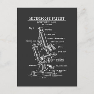 Microscope Blueprint patent Postcard