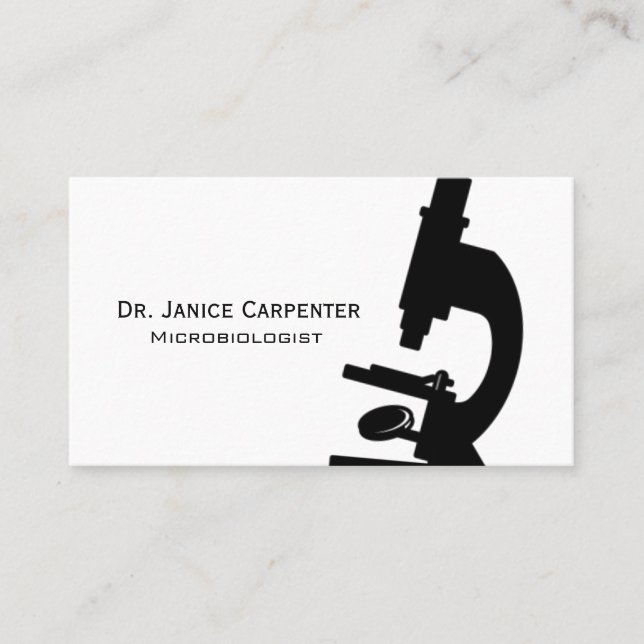Microscope Medical Black & White Business Card (Front)