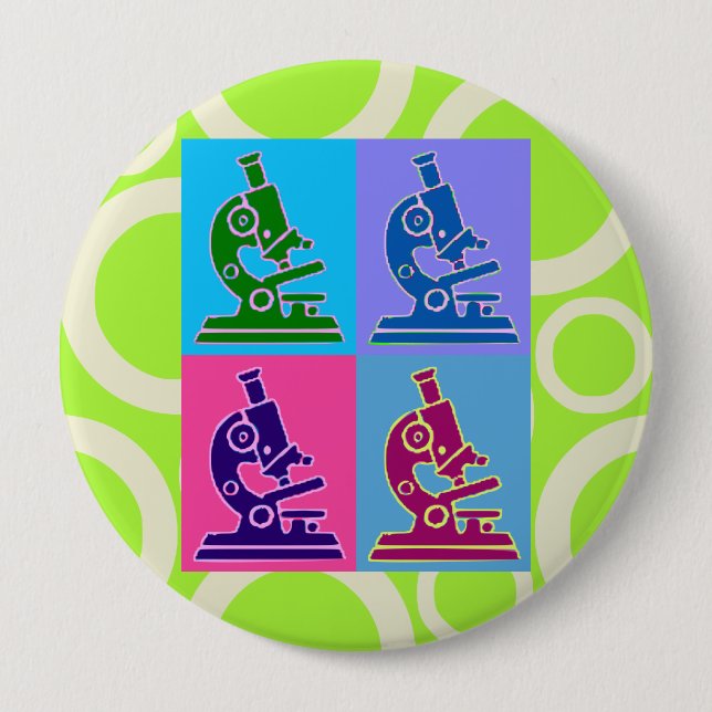 Microscope Pop Art 10 Cm Round Badge (Front)