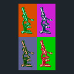 Microscope Pop Art Poster<br><div class="desc">As our knowledge builds about the universe we find that nothing is impossible. At String Theory humour and knowledge are abundant in our diverse selection of apparel  and remember 99% of the items offered in my gallery can be customised to your taste!</div>