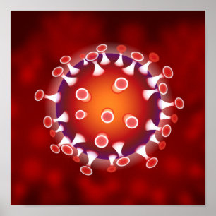 Microscopic Corona Virus Science Red Biology Poster