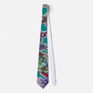 Microscopic Unicellular Organism -Teal Background Tie
