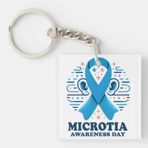 Microtia Awareness National Day Ear Blue Ribbon Key Ring
