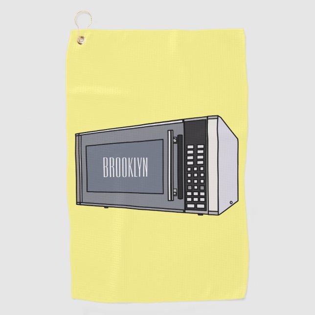 Microwave cartoon illustration golf towel (Front)