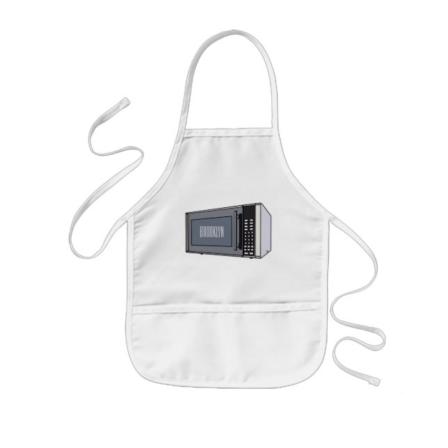 Microwave cartoon illustration kids apron (Front)