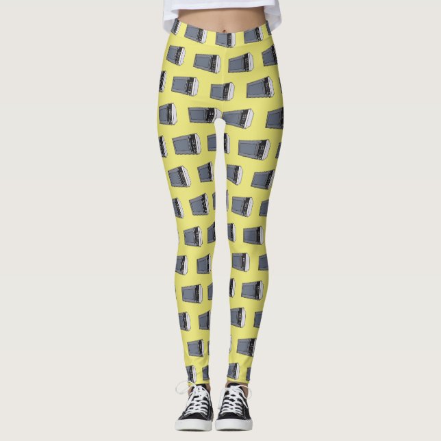 Microwave cartoon illustration leggings (Front)