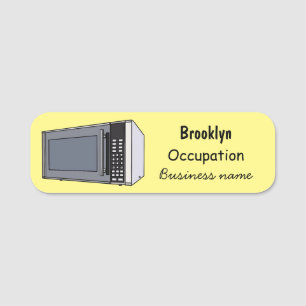 Microwave cartoon illustration name tag