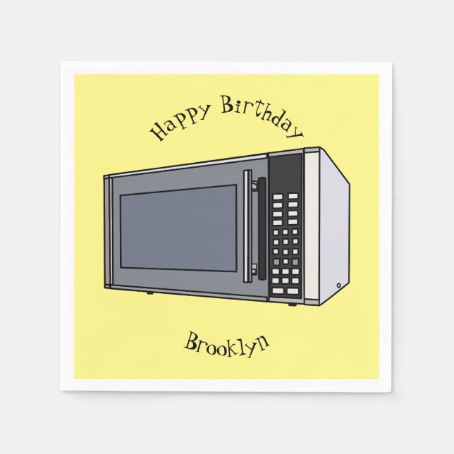 Microwave cartoon illustration napkin (Front)