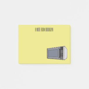 Microwave cartoon illustration post-it notes