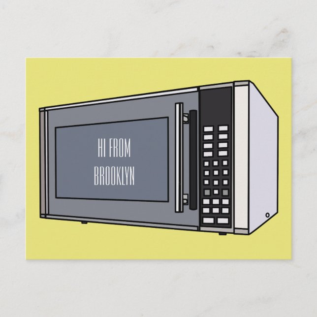 Microwave cartoon illustration postcard (Front)