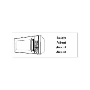 Microwave cartoon illustration rubber stamp
