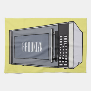 Microwave cartoon illustration tea towel