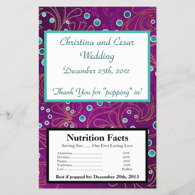 Microwave Popcorn Wrapper Arabian Purple (Front)