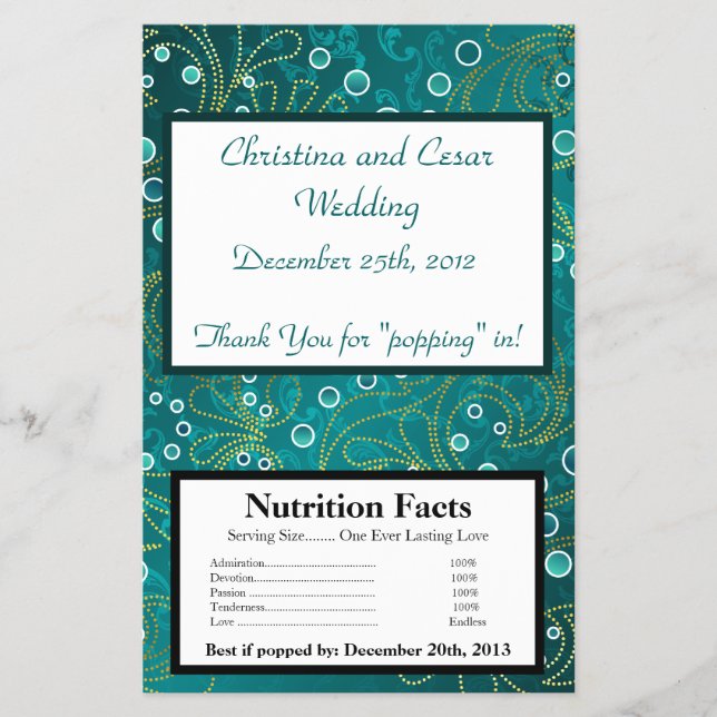 Microwave Popcorn Wrapper Arabian Teal (Front)
