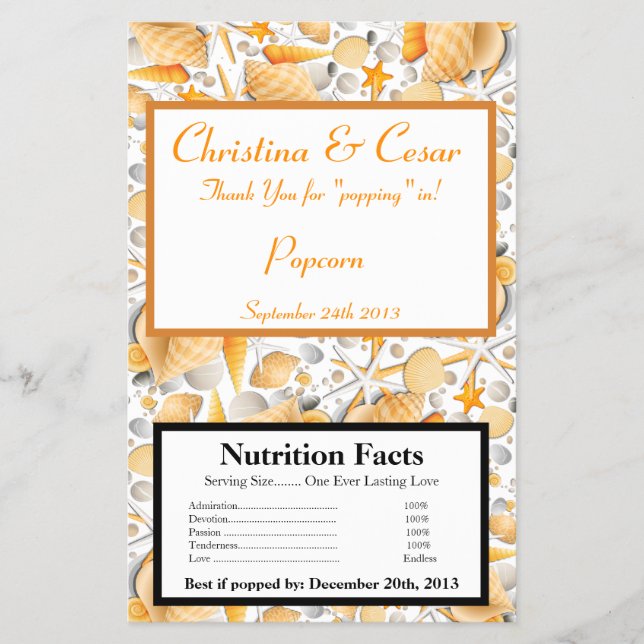 Microwave Popcorn Wrapper Assorted Seashells Orang (Front)