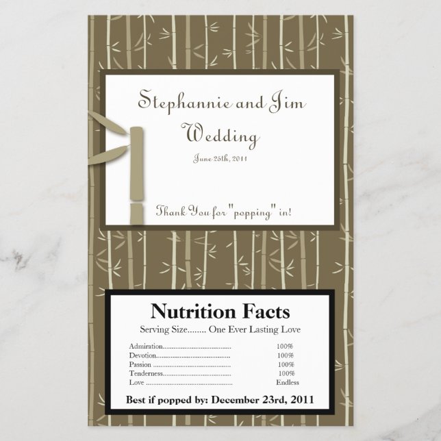 Microwave Popcorn Wrapper Bamboo Bliss (Front)