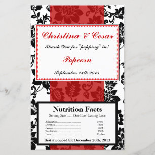 Microwave Popcorn Wrapper Black Flourish Red Strip