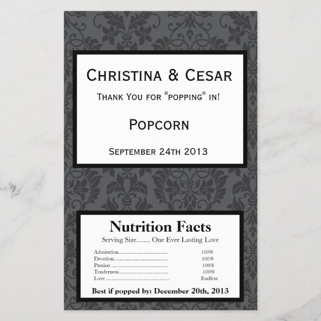 Microwave Popcorn Wrapper Black Grey Formal Gothic (Front)
