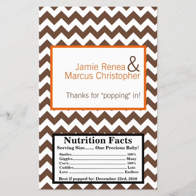 Microwave Popcorn Wrapper Brown Orange Chevron (Front)