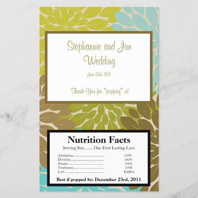 Microwave Popcorn Wrapper Floral Burst (Front)