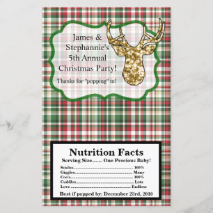 Microwave Popcorn Wrapper Gold Glitter Reindeer