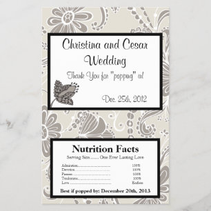 Microwave Popcorn Wrapper Grey Flourish Swirls